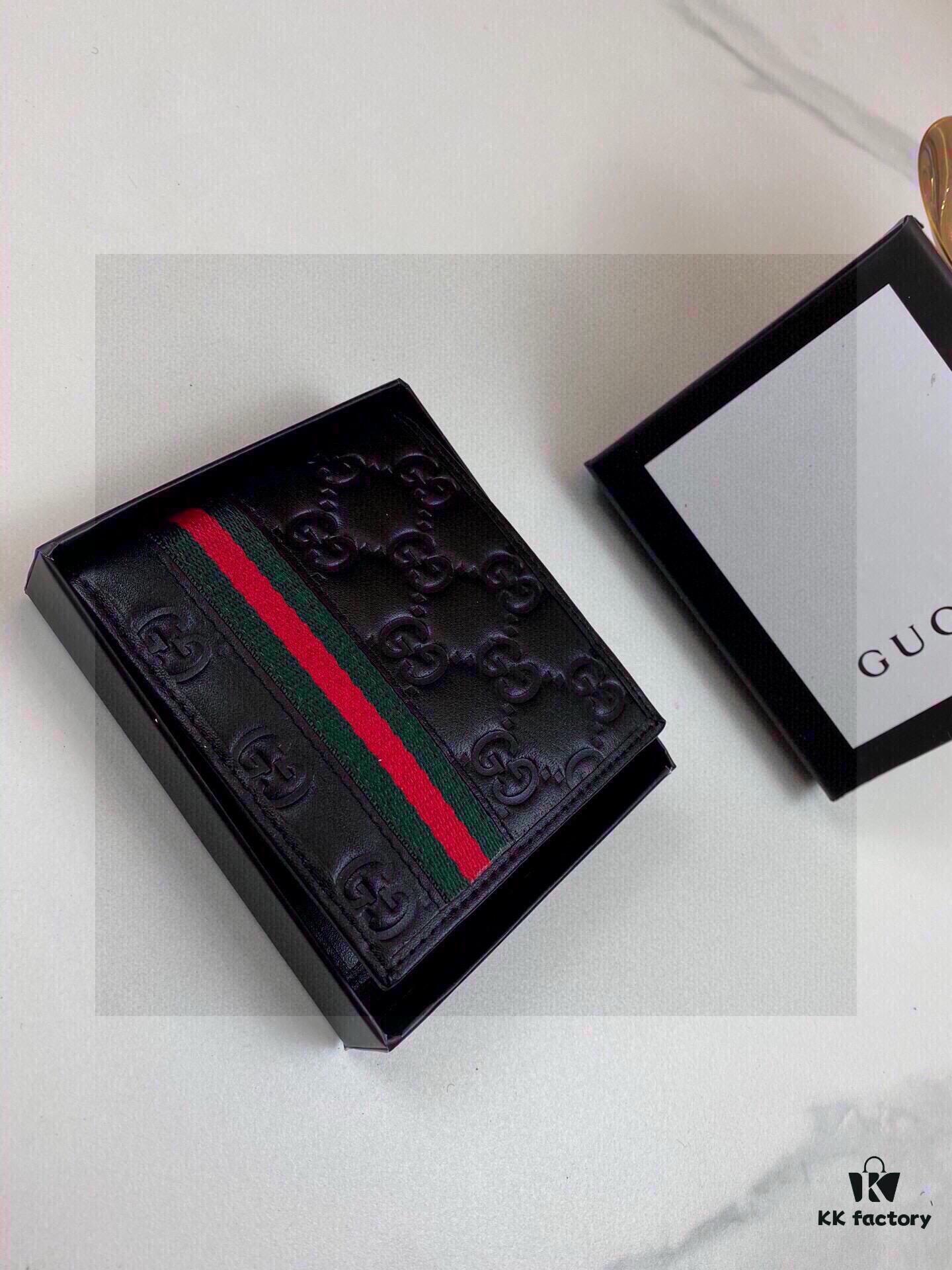 Gucci-cartera versátil para tarjetas, monedero con textura premium, a la moda, 11cm