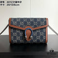 Gucci Dionysus GG Mini Wallet Brown Blue Denim Handbag Silver Chain Bag Italy NW