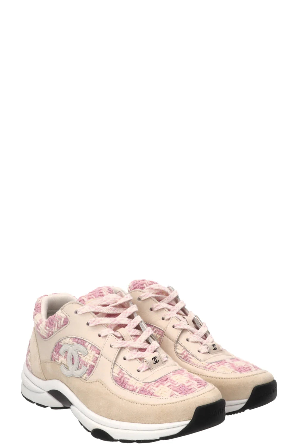 Chanel Lycra Mesh para mujer, rosa y blanco.