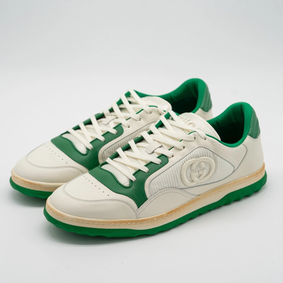 Zapatillas Gucci MAC80 color blanco roto y verde